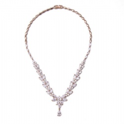 Exquisite copper cubic zircon flower pendant necklace