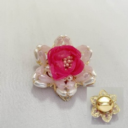 Fushia  multi petals flower brooch