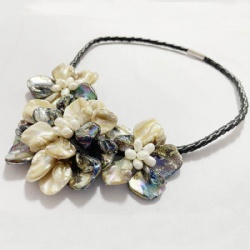 Clusters of abalone shell flower necklaces