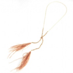 Ostrich feather lock Y necklace
