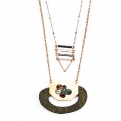 Semi-precious stone geometric necklace