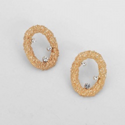 oval texture casting stud earrring