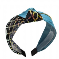 Sequin mesh teal headband