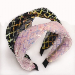 Sequin wrapped mesh headband