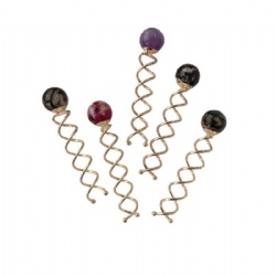 Spiral round alloy coil with bead hair pin