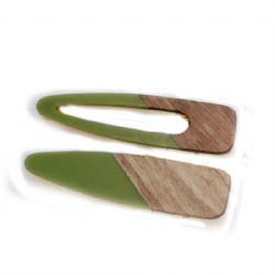 Candy-colored triangular wooden patchwork hair accessories