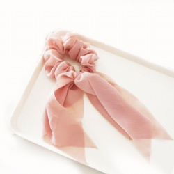 Pink long ribbon scrunchie