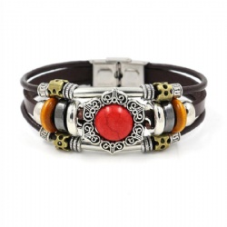Red Turquoise PU magnet bracelet
